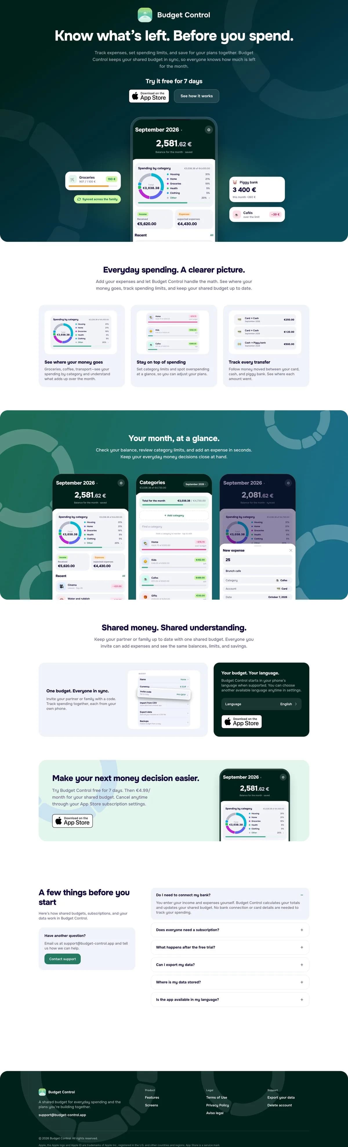The full budget-control.app landing page